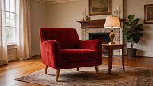 Кресло Аврора, Базовые ткани, Velutto Soft цвет Красный, 60х70 см