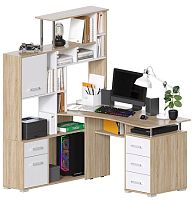 Компьютерный стол Джаз-15 Дуб Санома/Белый левый