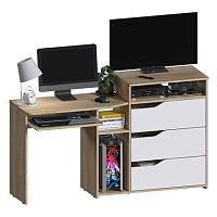 Компьютерный стол Джаз-10 Дуб Санома/Белый правый