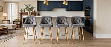 Стул-полубарный на ножках, Базовые ткани, Velutto Soft цвет Бетон