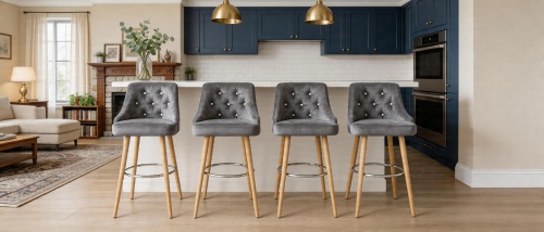 фото Стул-полубарный на ножках, Базовые ткани, Velutto Soft цвет Бетон