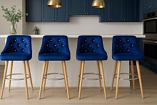Стул-полубарный на ножках, Базовые ткани, Velutto Soft цвет Море