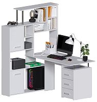 Угловой компьютерный стол КС-15 Крафт Белый левый