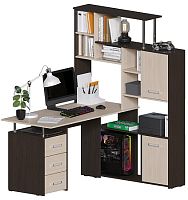 Угловой компьютерный стол КС-15 Крафт Венге/Дуб Молочный правый