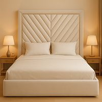 Кровать Елочка 160х200 см с подъемным основанием в базовых тканях цвет Молочный