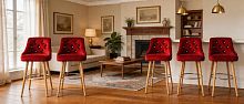 Стул-полубарный на ножках, Базовые ткани, Velutto Soft цвет Красный