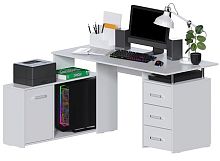 Угловой компьютерный стол КС-14 Крафт Белый левый