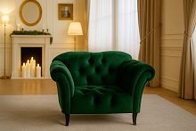 Кресло Буржуа, Базовые ткани, Velutto Soft цвет Зеленый Мох, 60х70 см