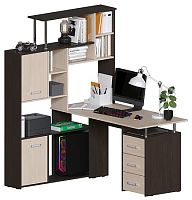 Угловой компьютерный стол КС-15 Крафт Венге/Дуб Молочный левый