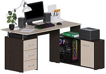 Угловой компьютерный стол КС-14 Крафт Венге/Дуб Молочный правый