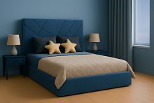 Кровать Абстракция 160х200 с подъемным механизмом в базовых тканях цвет Море