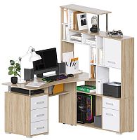 Компьютерный стол Джаз-15 Дуб Санома/Белый правый