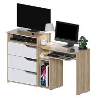 Компьютерный стол Джаз-10 Дуб Санома/Белый левый