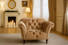 Кресло Буржуа, Базовые ткани, Velutto Soft цвет Кремовый, 60х70 см