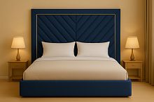 Кровать Елочка 160х200 см с подъемным основанием в базовых тканях цвет Море