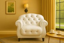 Кресло Честерфилд, Базовые ткани, Velutto Soft цвет Белый, 60х70 см
