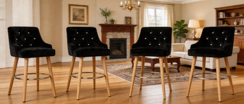 фото Стул-полубарный на ножках, Базовые ткани, Velutto Soft цвет Темный