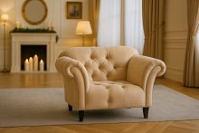 Кресло Буржуа, Базовые ткани, Velutto Soft цвет Молочный, 60х70 см