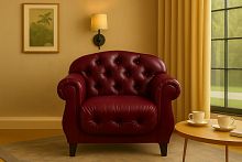 Кресло Честерфилд, Базовые ткани, Velutto Soft цвет Красный, 60х70 см