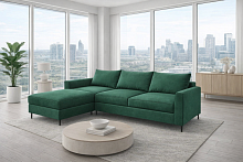 Диван Латте 300 см в тканях Velutto Soft цвет Зеленый Мох