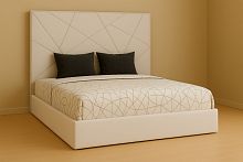 Кровать Абстракция 160х200 с подъемным механизмом в базовых тканях цвет Молочный