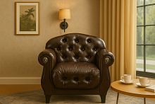 Кресло Честерфилд, Базовые ткани, Velutto Soft цвет Коричневый, 60х70 см